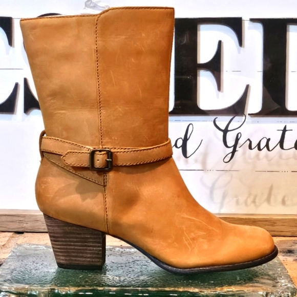 Lands' End Shoes - Lands End Womens Mid-Calf Brown Leather Side Zip Boots  #432842  Size 8